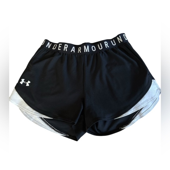 Under Armour Black HeatGear Compression Lined Running Shorts Size Medium - Picture 1 of 6
